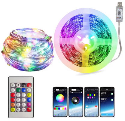 10 méteres intelligens RGB Karácsonyfa LED fűzér zeneszinkronizálással