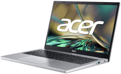 ACER Aspire A315-24P-R11R EzüstLaptop - AMD Ryzen 3 7320U, 15,6" matt 1920 × 1080, 8GB RAM LPDDR5, AMD Radeon Graphics, 512GB SSD, numerikus billentyűzet, USB 3.2 Gen 1, USB-C, Bluetooth, tömege 1,78 kg, DOS Licenc