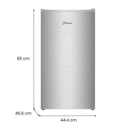 STARCREST SF-83IX-E egyajtós hűtőszekrény, E osztály, Űrtartalom 83L, Belső világítás, Jégrekesz, H 85 cm, Rozsdamentes acél