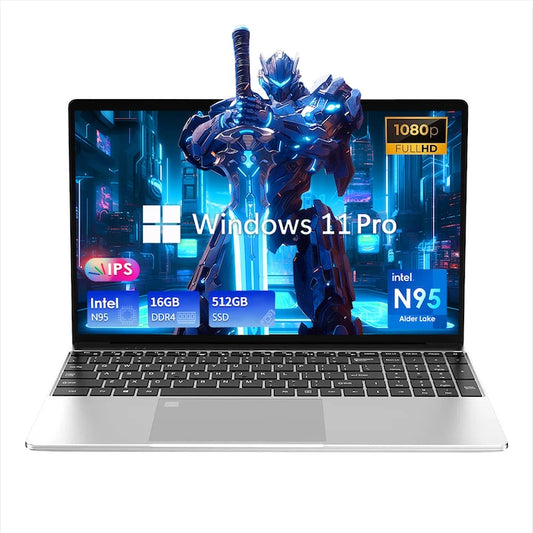 GXMO laptop, 15,6 hüvelykes Intel N95 négymagos, 16 GB RAM, SSD 512 GB, FHD 1920x1080, megvilágított billentyűzet, ujjlenyomat-feloldás